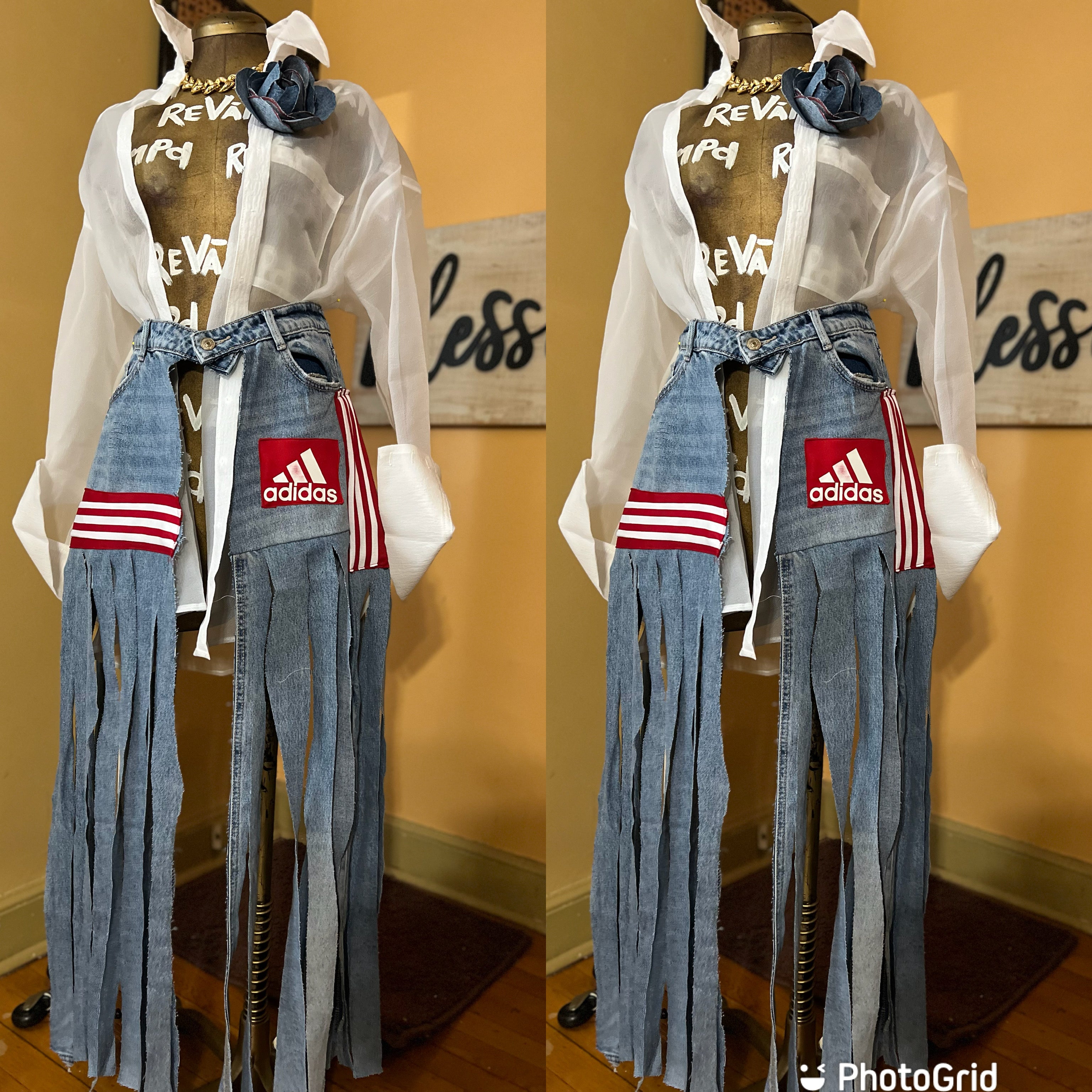 Red Revampd Adida Distressed Belt