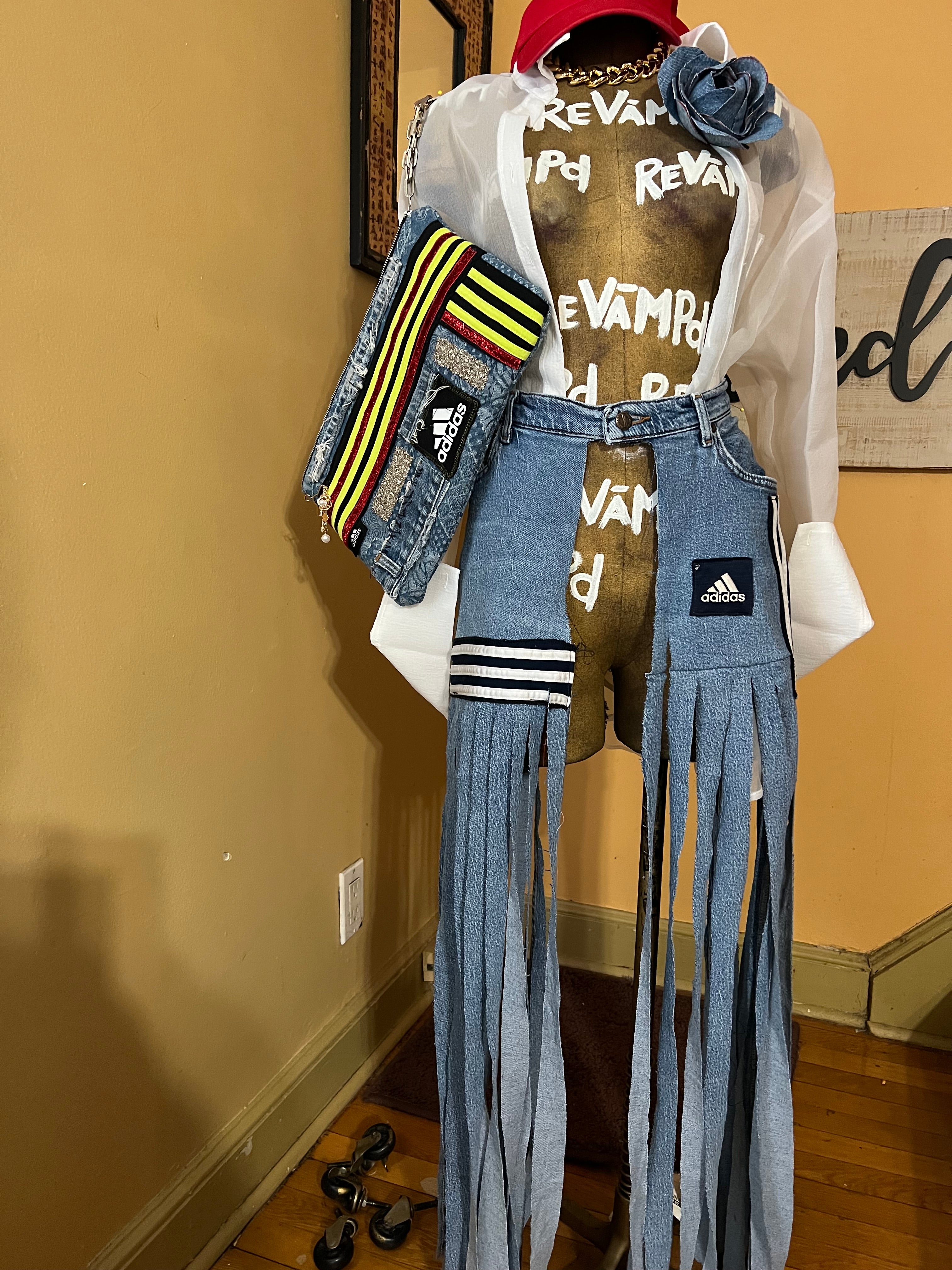 Red Revampd Adida Distressed Belt