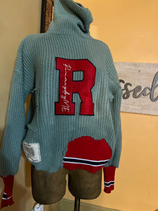 Revampd Green/Red Varsity Sweater