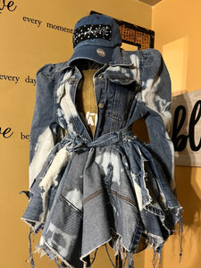 Denim peplum/ Hat Included