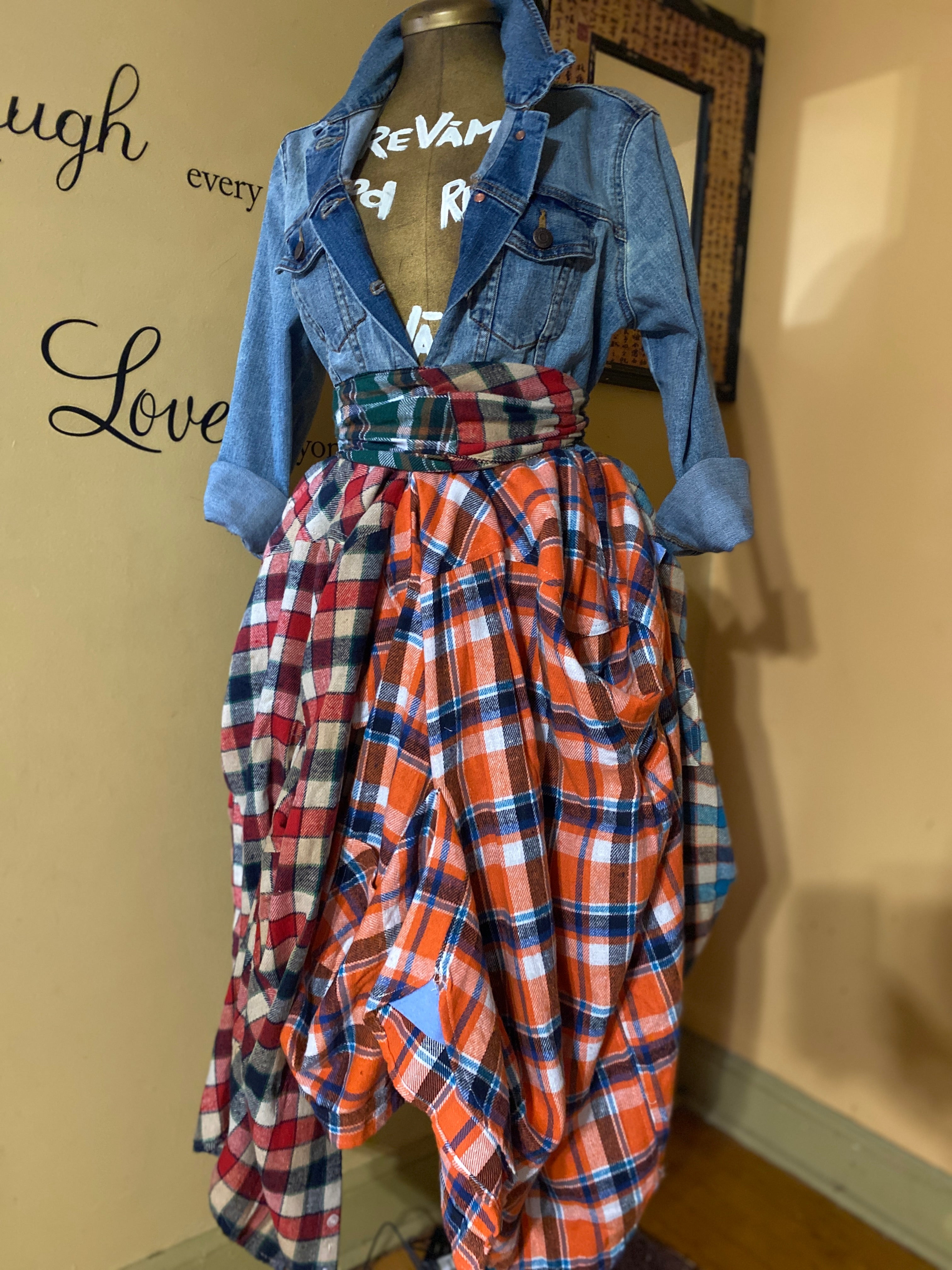 Revampd Denim Plaid Jacket